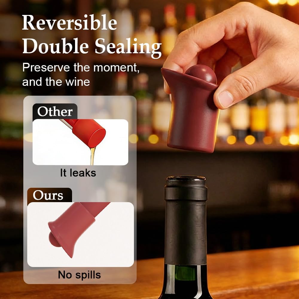 Silicone Wine Stopper for Wine Bottles, Upgraded Reusable Sparkling Wine Bottle Wine Bottle Stopper, Cover Wine Bottle Caps for Champagne Beer Home Kitchen Bars Use (A-4Pcs)