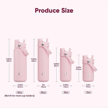 ENCOOL Insulated Water Bottle - Leak-Proof Stainless Steel with Straw | Keeps Drinks Cold for 24 Hours (32 oz, Cotton Candy)