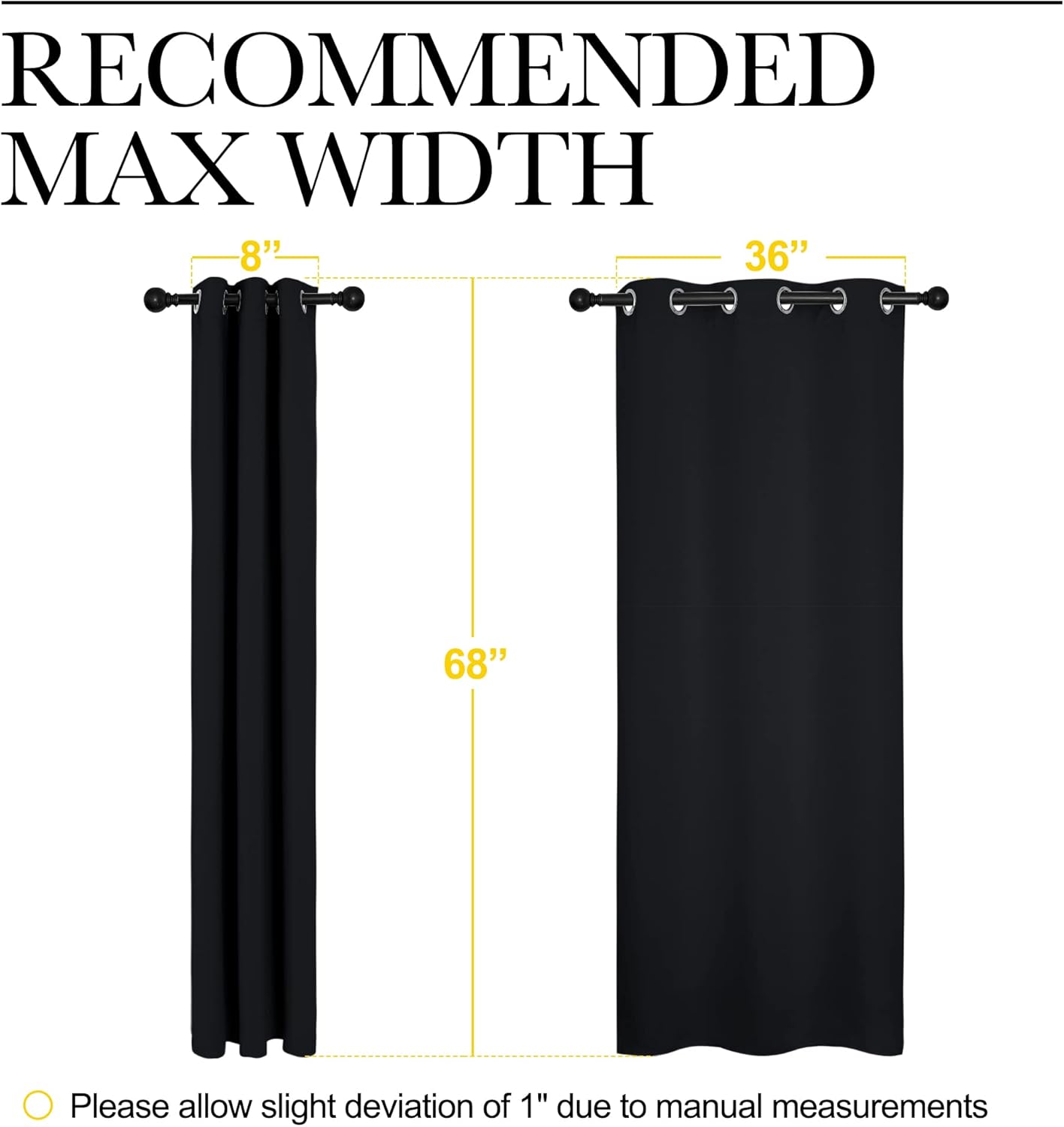 NICETOWN Blackout Thermal Curtains - Insulated Grommet Drapery Panels for Windows | 42" x 68" Black (2 Panels)