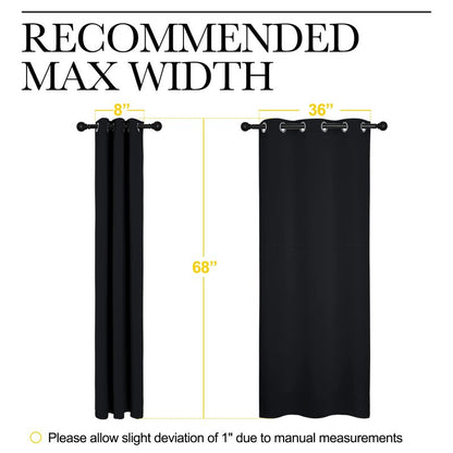 NICETOWN Bathroom Blackout Thermal Curtains and Drapes, Black Solid Thermal Insulated Grommet Blackout Drapery Panels for Window (2 Panels, 42 inches Wide by 68 inches Long, Black)