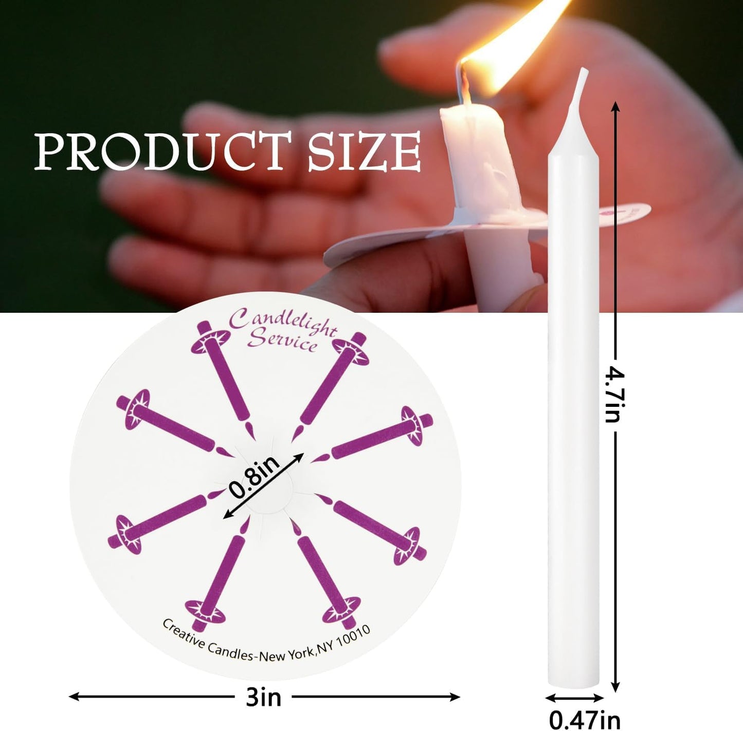 Regine Switzerland 200 White Church Candles - Unscented with Drip Protectors | 5" H x 1/2" D
