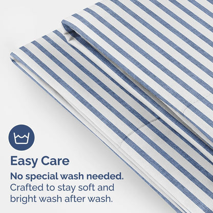 Skiennix Standard Pillow Cases - Ultra-Soft Hotel Quality Covers | Comfy, Wrinkle-Free, Stain & Fade Resistant | 2-Piece Set in Blue Stripes