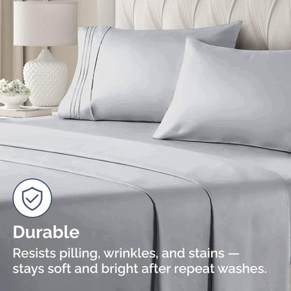 King Pillow Cases Set of 4 - Ultra Soft Hotel Quality Pillowcase Covers - Comfy, Cozy & Wrinkle Free - Shrinkage, Stain & Fade Resistant - Machine Washable Pillow Protectors - 4 Piece Set - Steel Blue