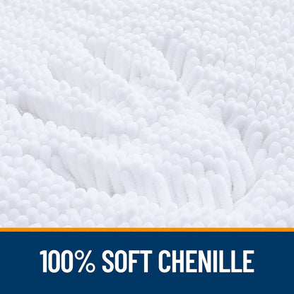 OLANLY Bathroom Rugs - Extra Soft Chenille Bath Mats | Quick Dry, Machine Washable, 34x21, White