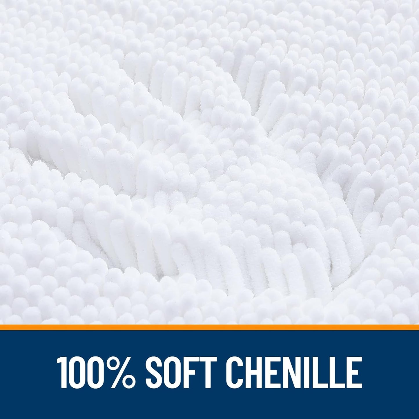 OLANLY Bathroom Rugs - Extra Soft Chenille Bath Mats | 35x24, Quick Dry & Machine Washable, White