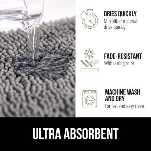 GORILLA GRIP Bath Rug - Non-Slip Gray Bathroom Mat with Rug Gripper | 24x17 Inches, Beige Bundle