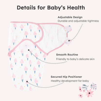 Yoofoss Baby Swaddles for Newborns 100% Cotton, Adjustable Swaddle 0-3 Months 3 Pack Newborn Swaddle Sack, Breathable Soft(Small)