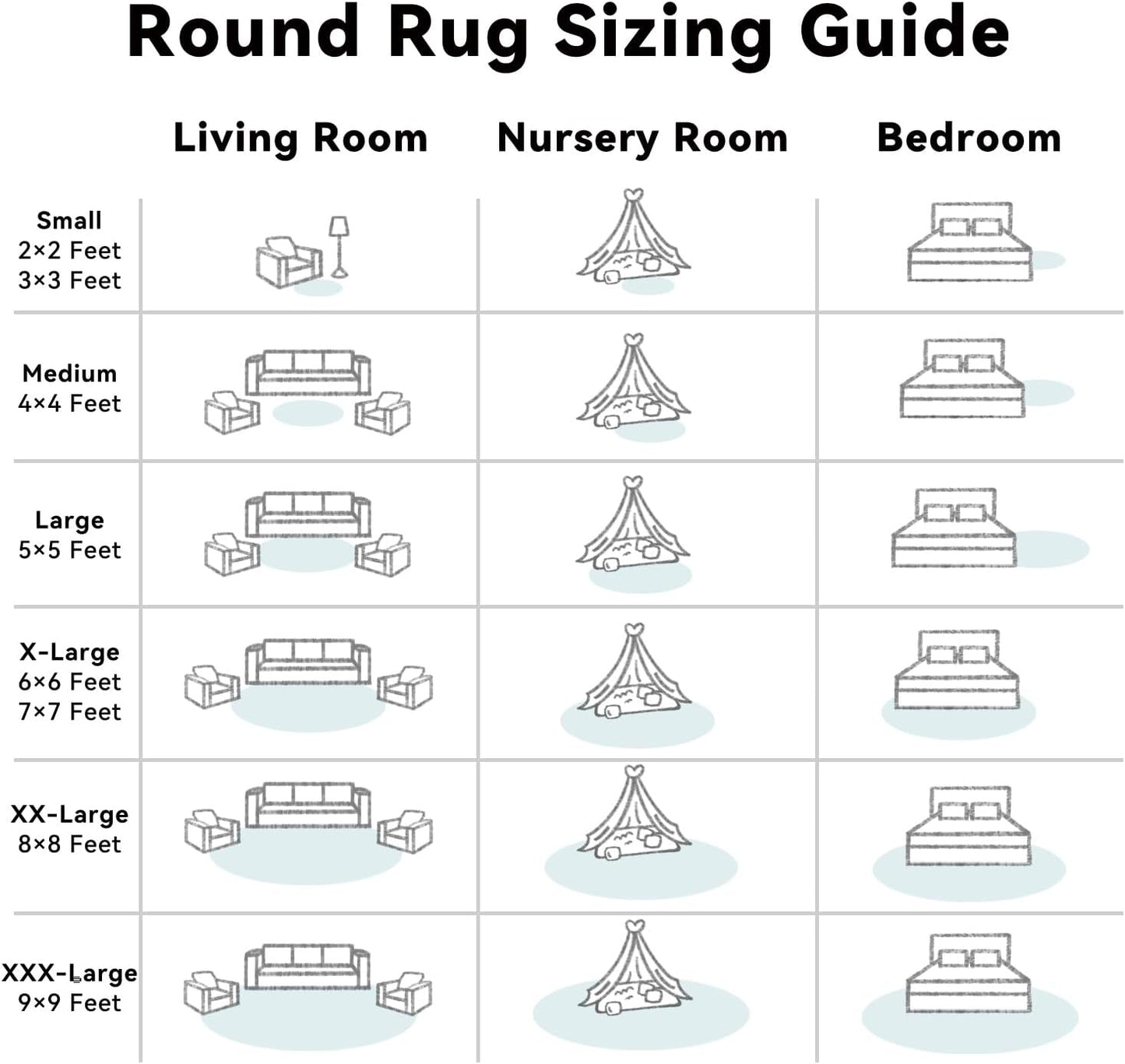 OLANLY Round White Area Rug - Soft & Fluffy 7 ft Machine Washable Carpet for Bedroom & Living Room Decor