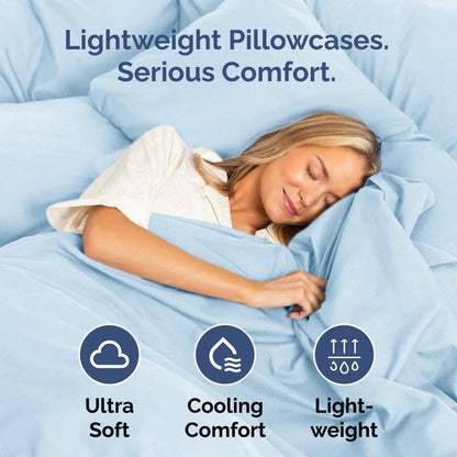 Skiennix Queen Pillow Cases Set of 4 | Ultra Soft Hotel Quality & Wrinkle-Free - Sky Blue