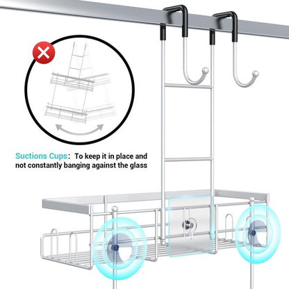 Aitatty Over The Door Shower Caddy - Rustproof Hanging Organizer for Easy Bathroom Storage | Chrome Finish