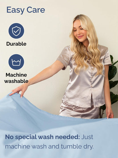 Skiennix Extra Deep Twin Sheet Set | 4-Piece Breathable Cooling Bedding - Soft, Wrinkle-Free Sky Blue