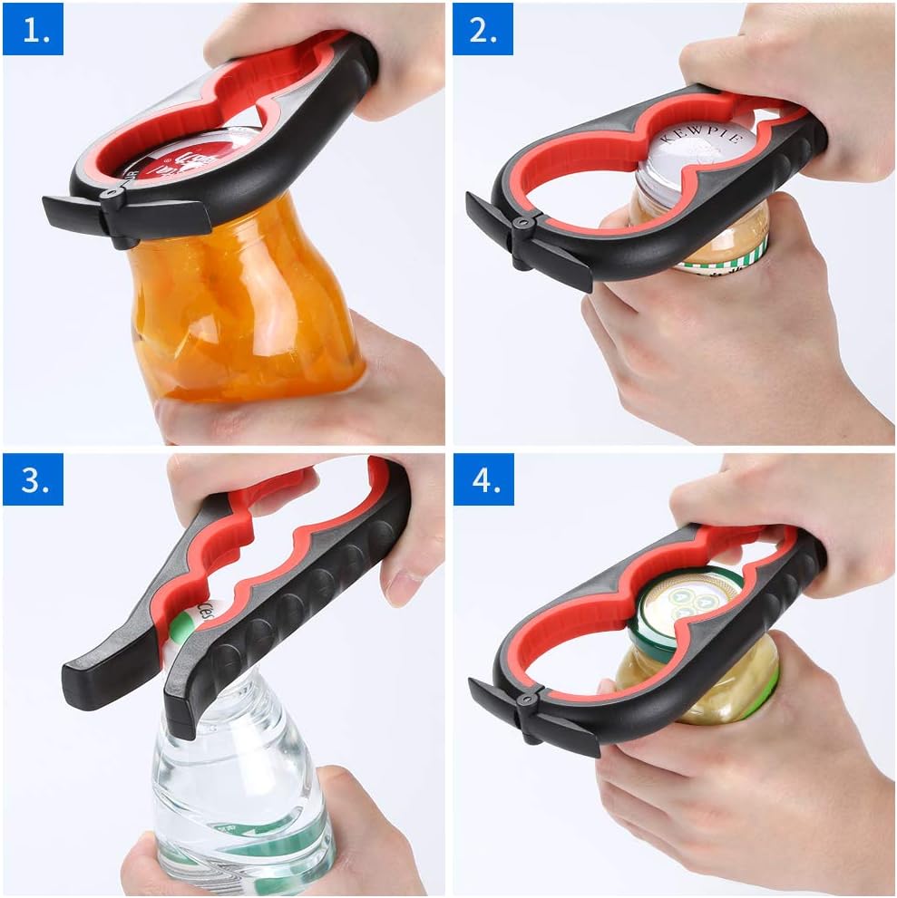 Skiennix Jar Opener - Effortless Grip for Seniors & Arthritis Sufferers | Black and Red