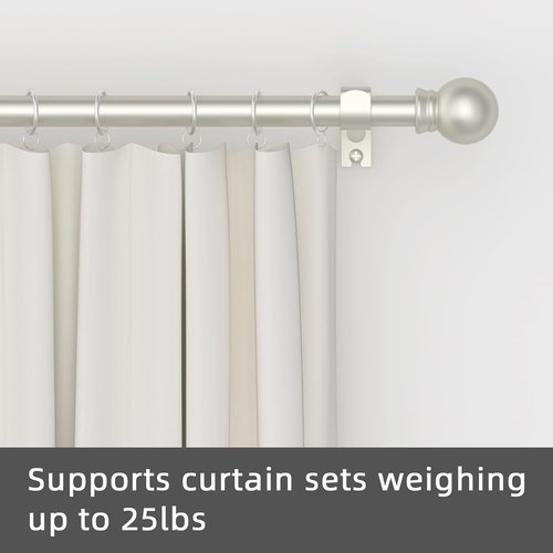 GXOACKJ Curtain Rods - Heavy Duty Decorative Metal Set for Windows 66-120 Inch | 5/8 Inch Nickel Finish