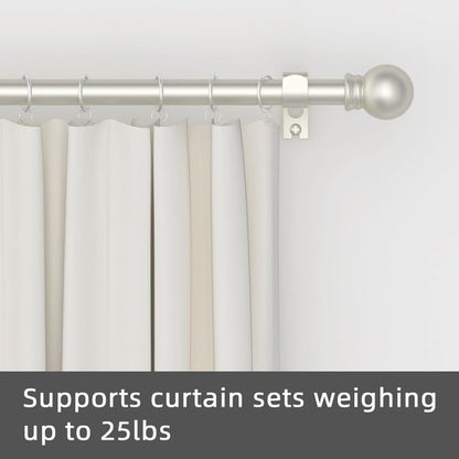 GXOACKJ Curtain Rods - Heavy Duty Decorative Metal Set for Windows 66-120 Inch | 5/8 Inch Nickel Finish