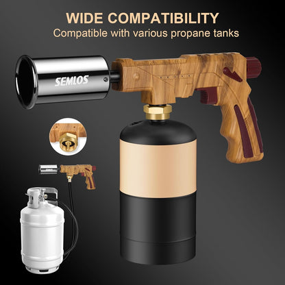 Semlos Propane Torch - Powerful Kitchen Torch for Searing Steak & BBQ - Charcoal Lighter & Campfire Starter