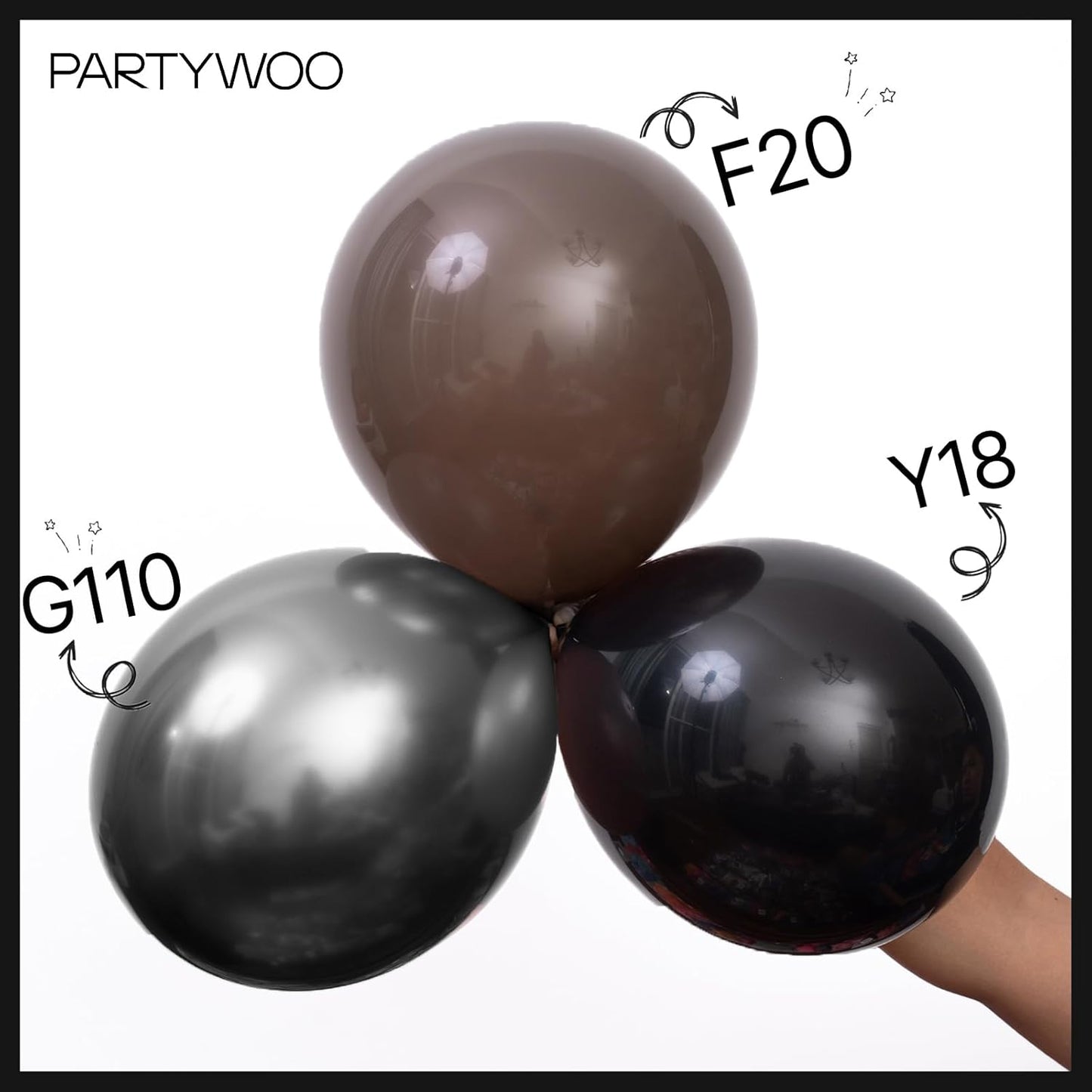 PartyWoo Black Balloons - 145-Piece Arch Kit with Various Sizes for Baby Showers & Birthdays