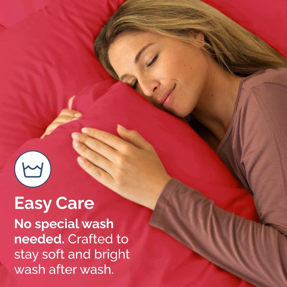 CGK Unlimited King Size Microfiber Pillowcase Set - Soft & Durable, 4 Pieces in Red