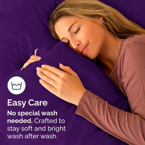 King Standard Pillow Cases Set of 4 - Soft Hotel Quality Pillowcase Covers - Comfy Bedding for Women, Men, Kids & Teens - Machine Washable Pillow Protectors - 4 Piece Set - King Standard Size Purple