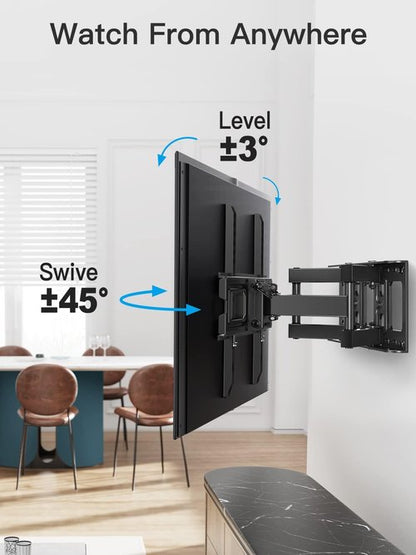 Pipishell TV Wall Mount for 26-74 inch LED LCD OLED 4K TVs up to 99lbs, Full Motion TV Mount Bracket Articulating Swivel Extension Tilting Leveling Max VESA 400x400mm, Fits 12/16 Inch Wood Studs