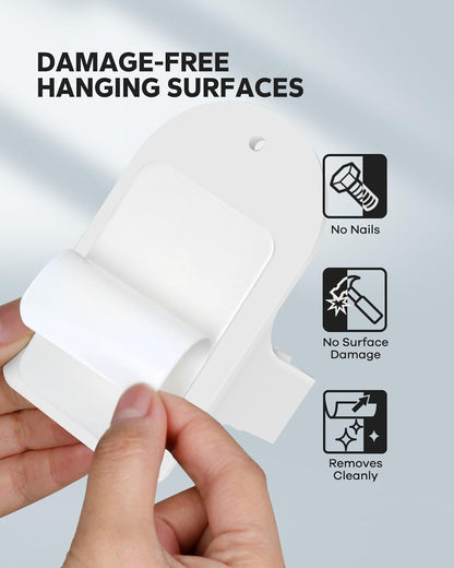 Skiennix Plastic Broom Holder Wall Mount - Durable White Design | 4 Count for Easy Organization