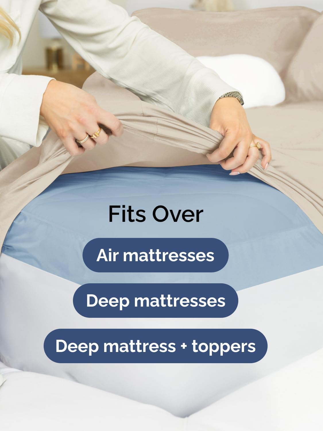Skiennix Extra Deep Cal King Sheet Set - 6 Piece Breathable Cooling Bedding - Soft, Wrinkle-Free Wheat Color