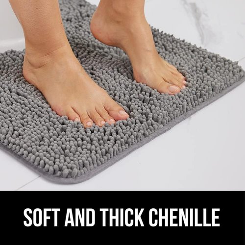 GORILLA GRIP Bath Rug - Non-Slip Gray Bathroom Mat with Rug Gripper | 24x17 Inches, Beige Bundle