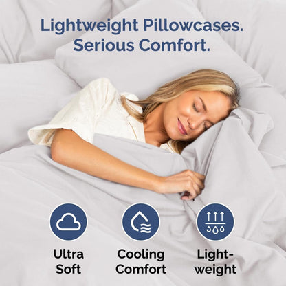 Skiennix Standard Pillow Cases Set of 2 - Soft Hotel Quality & Wrinkle-Free - French Grey Color