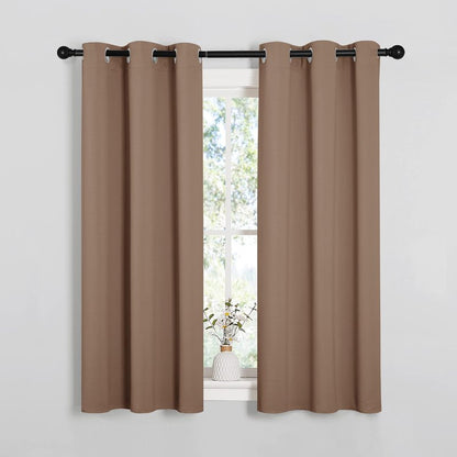 NICETOWN Window Draperies Room Darkening Curtain Panels, Window Treatment Thermal Insulated Solid Grommet Drapes for Bedroom (One Pair, 34 by 54 inches, Cappuccino)