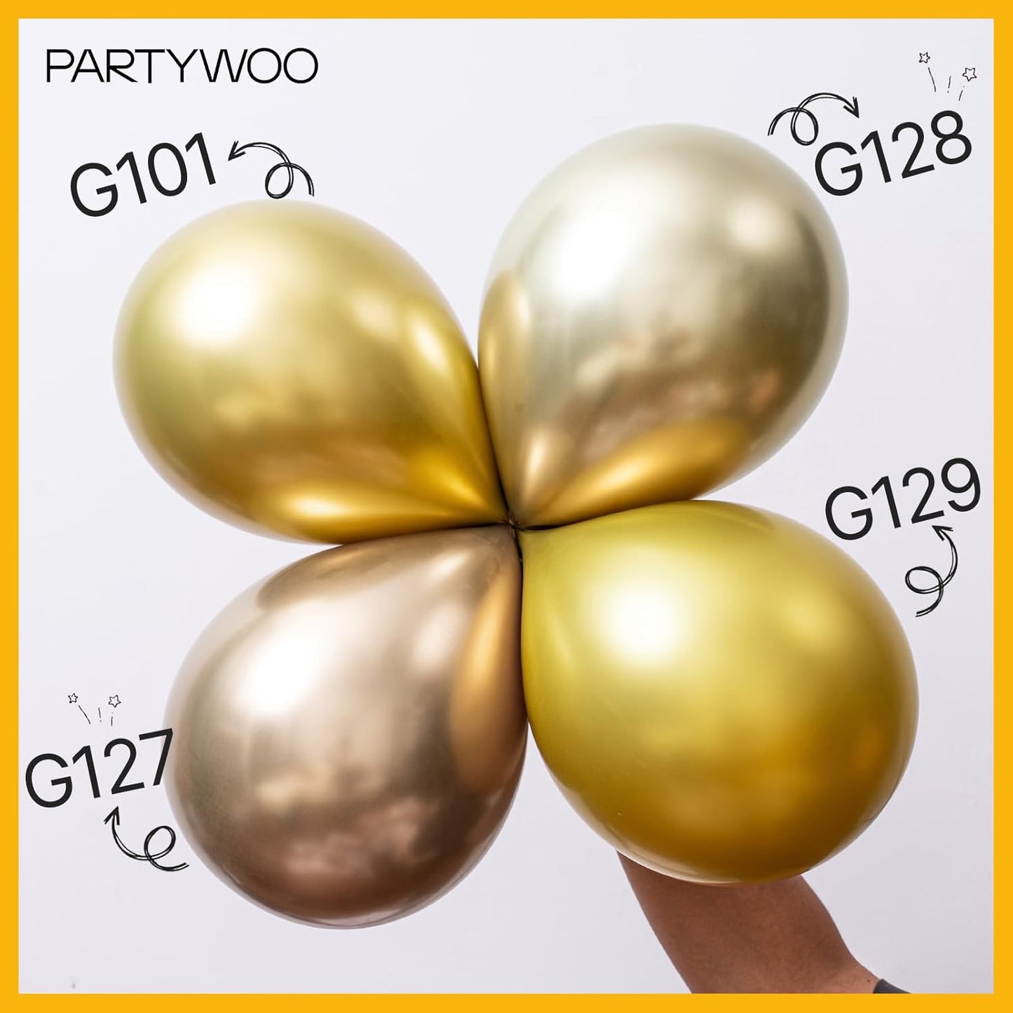 PartyWoo White & Gold Balloons - 140-Piece Pack with 18", 12", 10", & 5" Sizes for Birthday & Party Decor