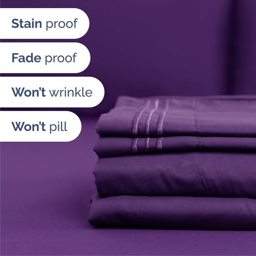Cal King Size Sheet Set by Hotel Luxury | 4-Piece Comfy, Breathable, Cooling Bedding - Deep Pockets, Soft & Wrinkle-Free - Oeko-Tex Certified, Purple