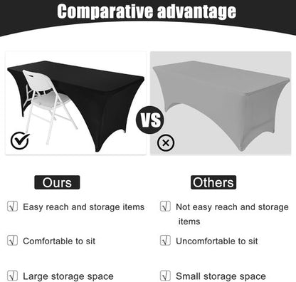 Fivenl 2 Pack Spandex Tablecloths - Black Stretch Fitted Covers for 6FT Tables | Washable & Durable