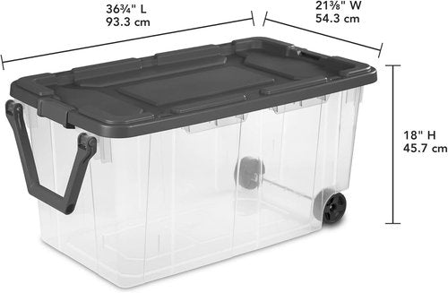 160 Quart Wheeled Storage Bins by [Brand Name] - Stackable Heavy-Duty Clear Totes with Secure Latch Lid & Reinforced Handle | Ideal for Garage, Closet & Moving