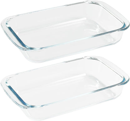 Tempered Glass Oblong Baking Dishes by [Brand Name] - 2 Pack Personal-Sized Cookware | 1 Quart