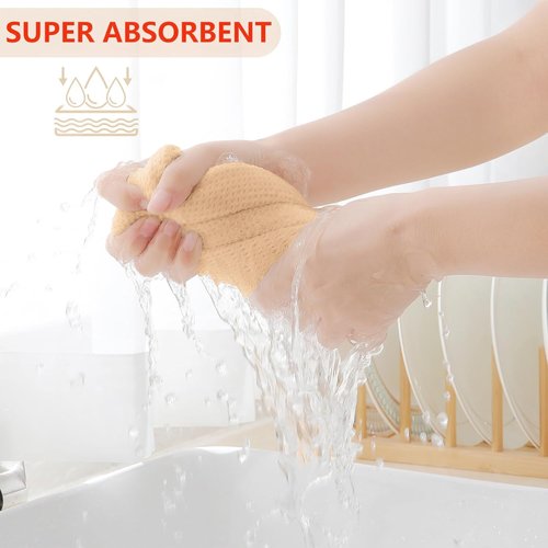 Homaxy Kitchen Dish Towels - 100% Cotton Waffle Weave, Ultra Soft & Absorbent, 13 x 28 Inches, 8-Pack, Apricot