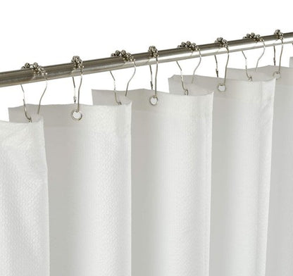 Mrs Awesome Embossed Microfiber Shower Curtain Liner 70 x 72 inches, Soft Fabric Shower Curtain Washable and Water Repellent,70x72, White