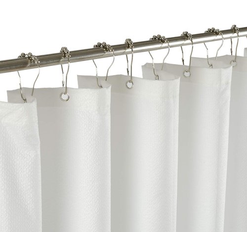 Mrs Awesome Embossed Microfiber Shower Curtain Liner 70 x 72 inches, Soft Fabric Shower Curtain Washable and Water Repellent,70x72, White