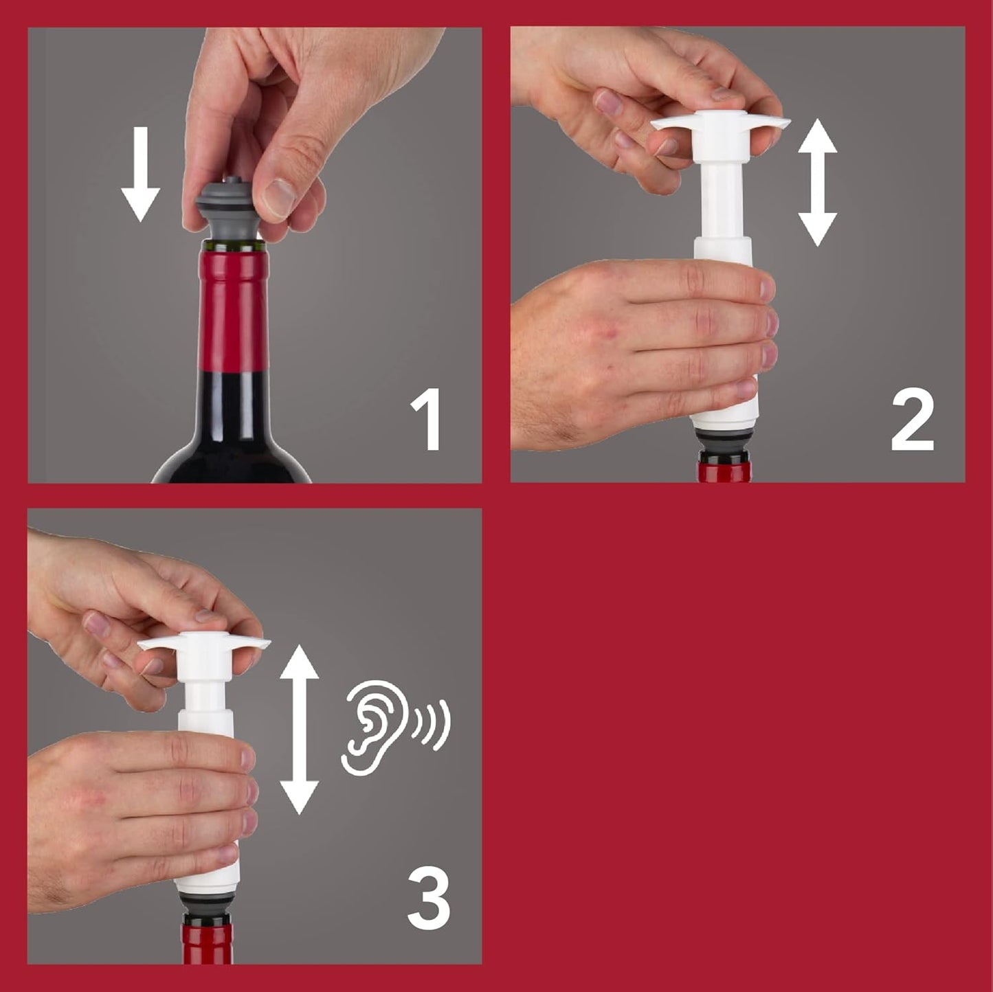 Vacu Vin White pump with 4 Wine Stoppers, standard