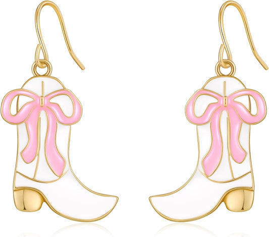 MUYAN Western Cowgirl Boots Earrings - Cute Enamel Dangle Design for Women | Boho Country Concert Jewelry