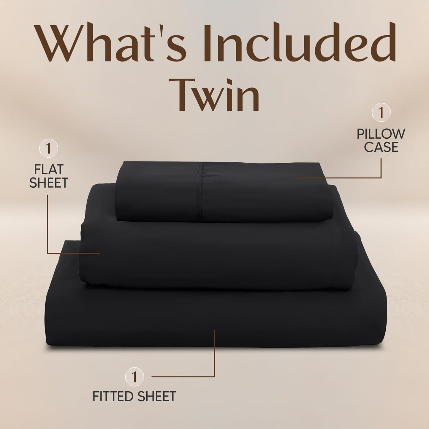 Utopia Bedding Twin Sheet Set - Soft & Breathable 3-Piece Microfiber Bed Sheets | Black