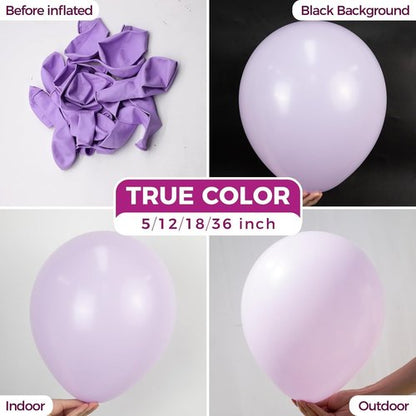 Bezente Pastel Purple Latex Balloons - 36 Inch Large 8 Pack for Bridal Shower & Wedding Decor