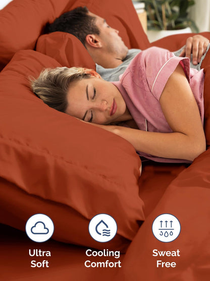 Skiennix Extra Deep Twin XL Sheet Set | 4-Piece Breathable Cooling Bedding - Soft, Wrinkle-Free Terracotta