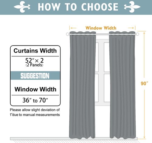 ChrisDowa Blackout Curtains - 90-Inch Thermal Insulated Grommet Panels Set | Light Grey, 2 Panels for Living Room & Bedroom