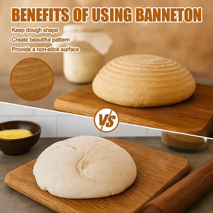 Proofing Baskets | 2-Pack Banneton Bread Proofing Baskets - 9-Inch Round & 10-Inch Oval for Sourdough Baking