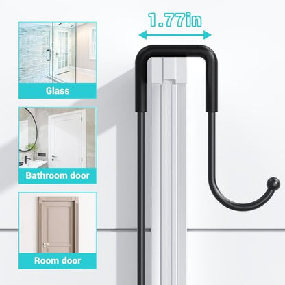 Aitatty Over The Door Shower Caddy - Rustproof Black Hanging Organizer | No Drilling Bathroom Rack