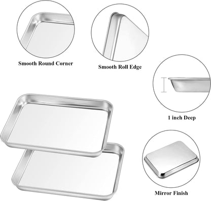 Yododo Baking Sheet Set - 4-Piece Stainless Steel Cookie Sheets with Cooling Racks | 10-Inch Heavy Duty & Easy Clean