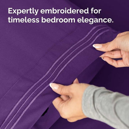 King Standard Pillow Cases - Soft Hotel Quality Covers for Comfy Bedding | Set of 4 in Purple