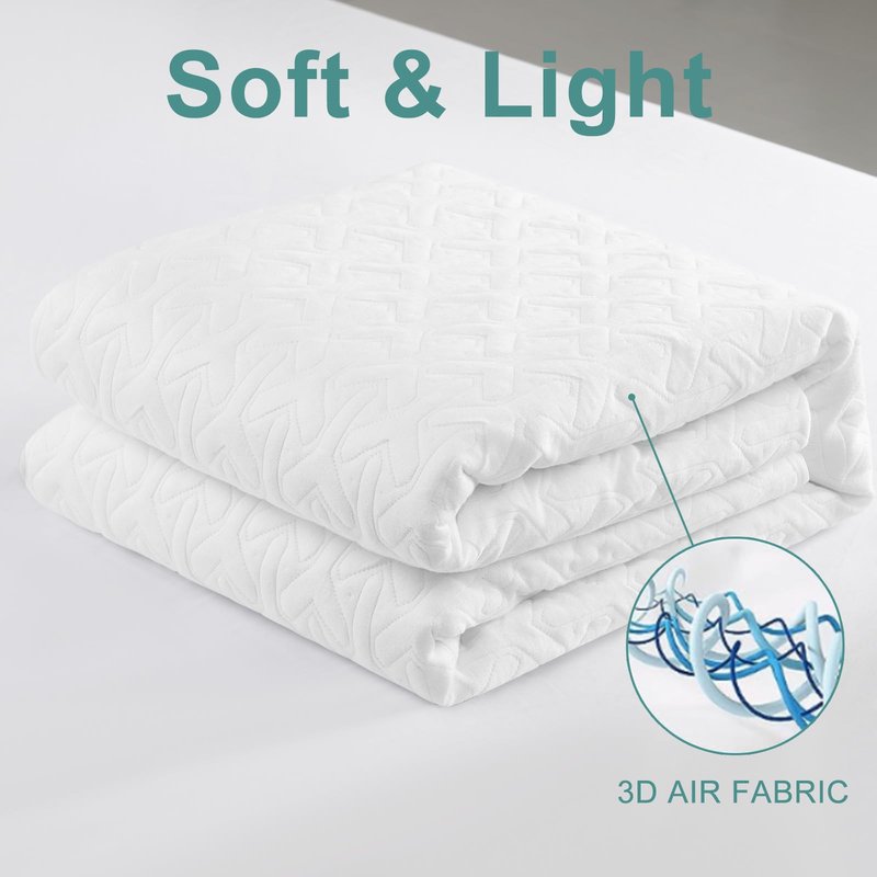 MERITLIFE Premium Waterproof King Size Mattress Protector Cooling 4D King Mattress Cover Breathable Deep Pocket Mattress Pad Machine Washable Noiseless Quiet (White,King 78"x80")