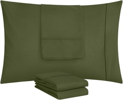 Utopia Bedding Queen Pillow Cases - 4 Pack - Envelope Closure - Soft Brushed Microfiber Fabric - Shrinkage and Fade Resistant Pillow Covers Queen Size 20 X 30 Inches (Queen, Olive)