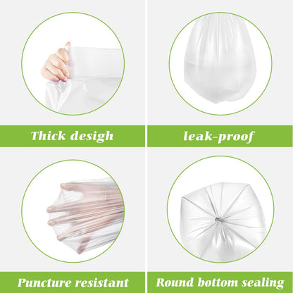 Teivio Small Trash Bags - 4 Gallon Garbage Bags | 200 Count Clear Bin Liners for Home & Office