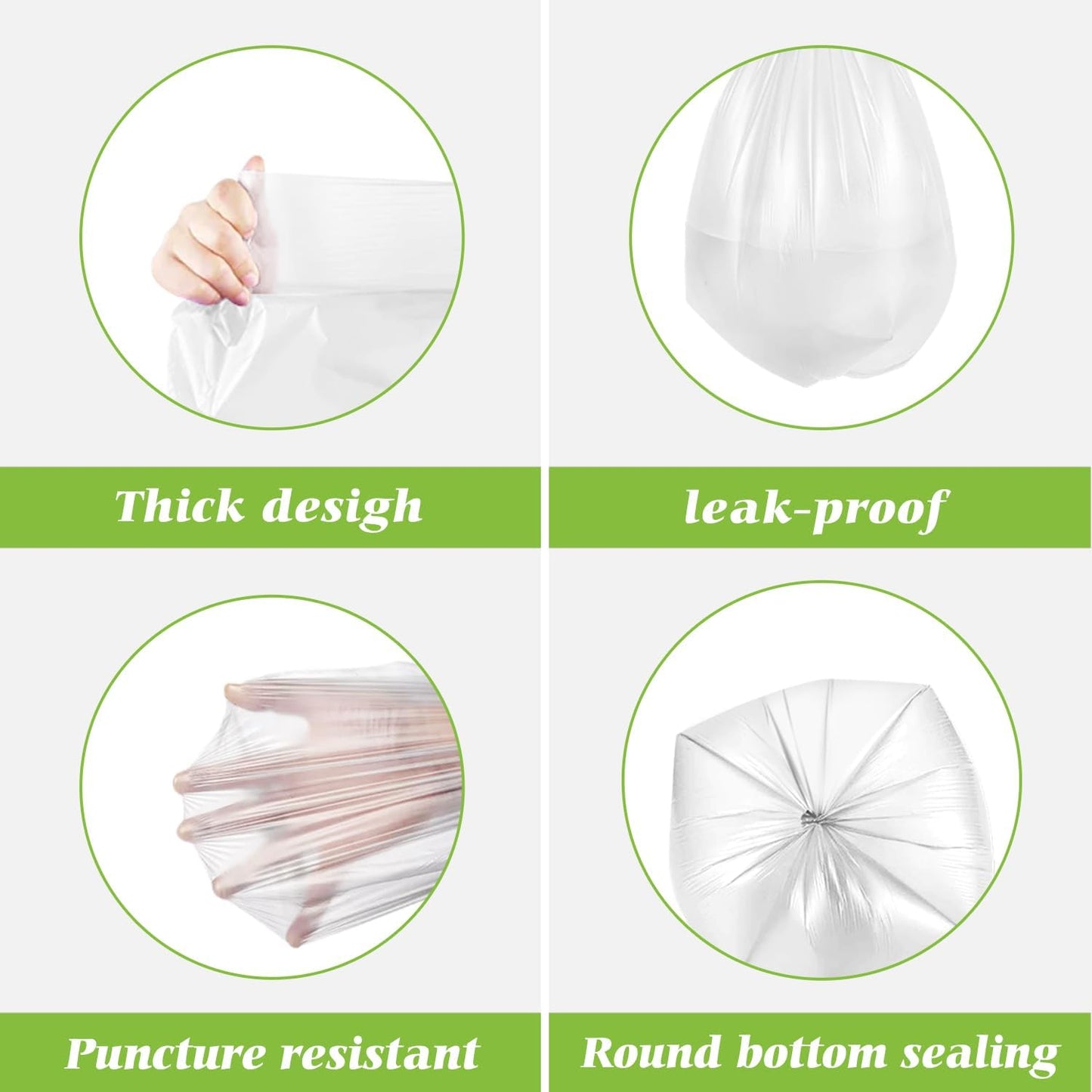 Teivio 13 Gallon Tall Kitchen Trash Bags - 60 Count Clear Garbage Bags for Home & Office Use